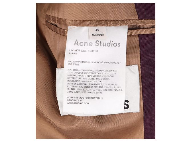 Einreiher-Blazer mit Taschen aus burgunderfarbener Wolle von Acne Studios Rot Bordeaux - Ansicht 9