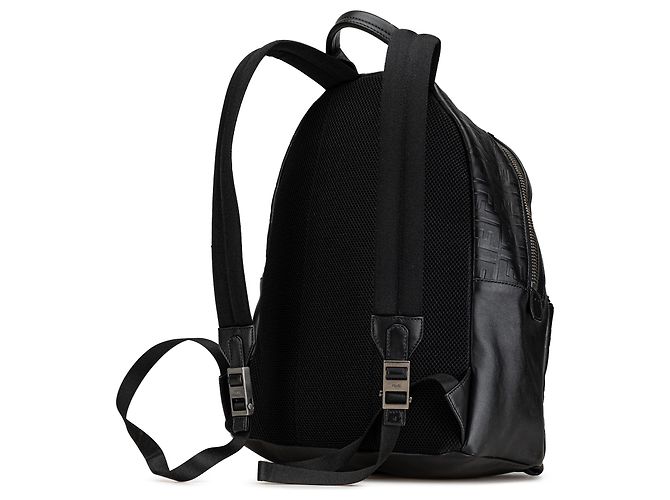Fendi Schwarzer Vitello Grace Zucca Prägung Leder Rucksack - Ansicht 2
