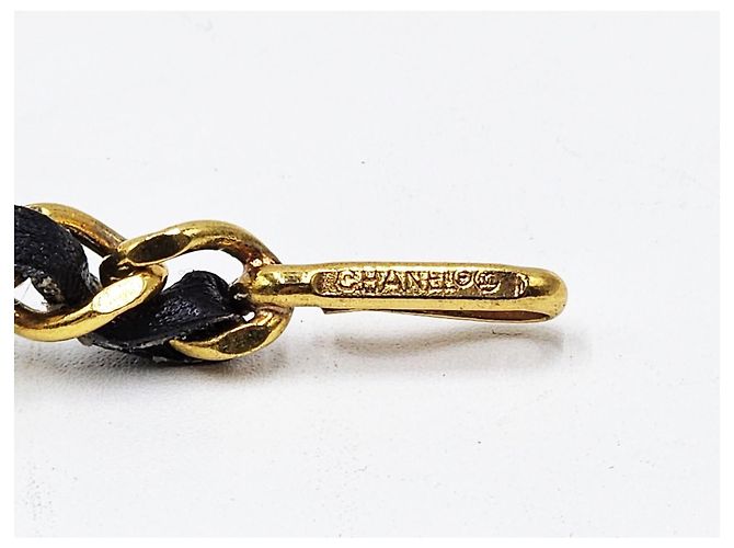 Cintura in pelle nera e oro Chanel vintage unisex D'oro - vista 4