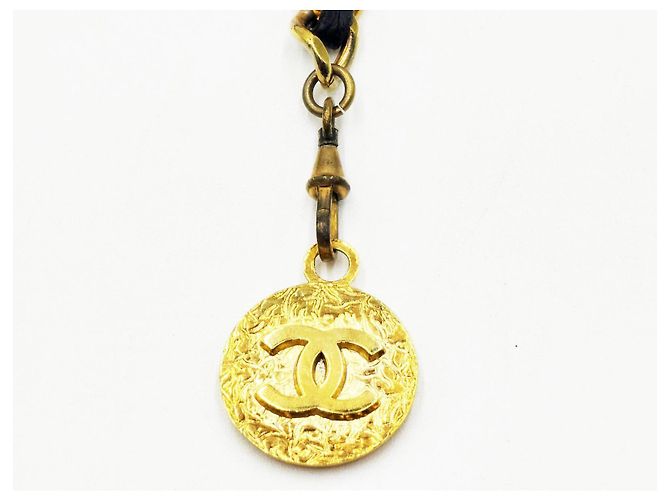 Cintura in pelle nera e oro Chanel vintage unisex D'oro - vista 7