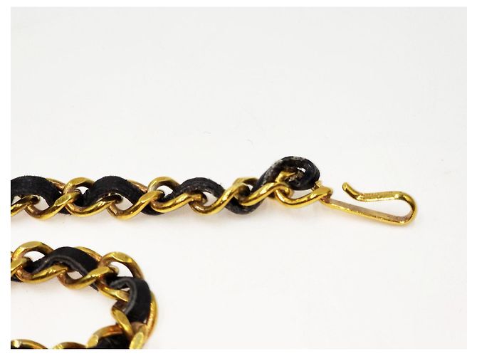 Cintura in pelle nera e oro Chanel vintage unisex D'oro - vista 8