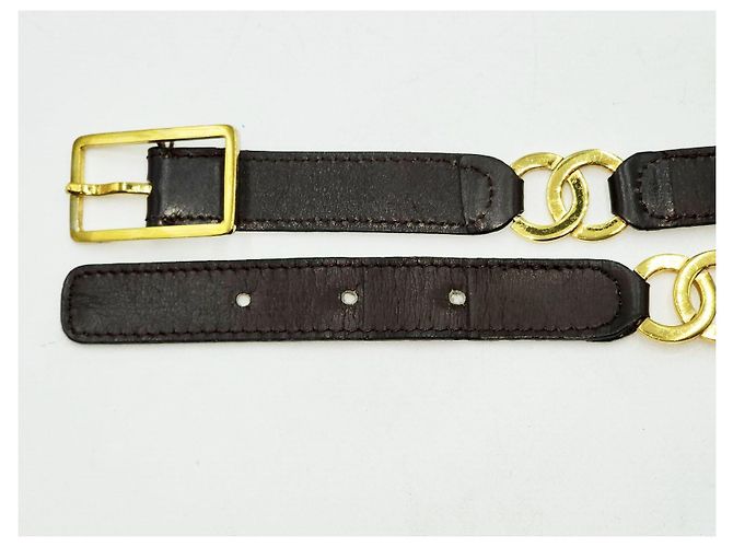 Chanel Double CC 24K vergoldeter Ledergürtel Braun - Ansicht 10