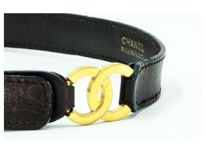 Chanel Double CC 24K vergoldeter Ledergürtel Braun - Ansicht 2