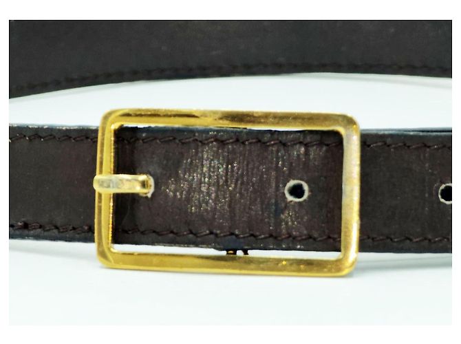Chanel Double CC 24K vergoldeter Ledergürtel Braun - Ansicht 4