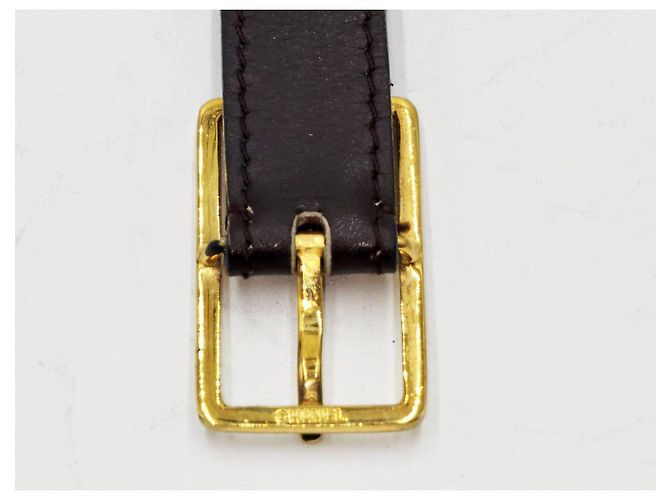 Chanel Double CC 24K vergoldeter Ledergürtel Braun - Ansicht 6