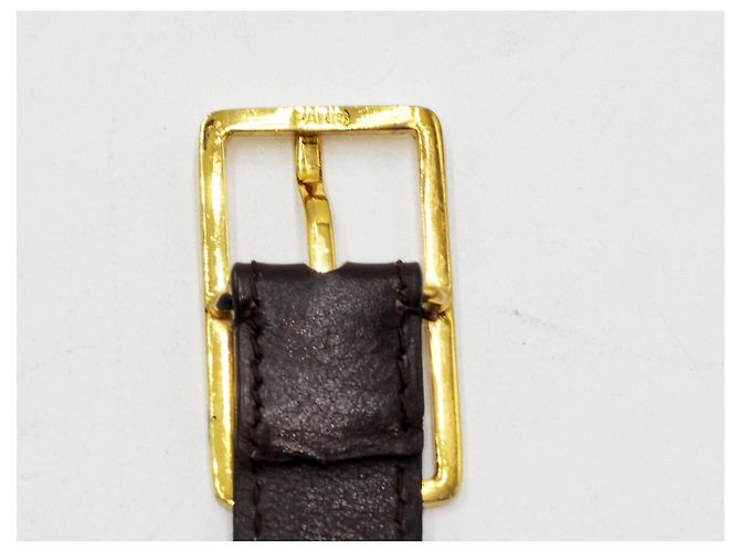 Chanel Double CC 24K vergoldeter Ledergürtel Braun - Ansicht 7