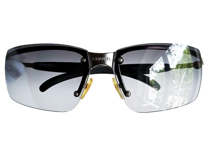 Graue getönte randlose silberne Sonnenbrille Chanel 4010 - Ansicht 2
