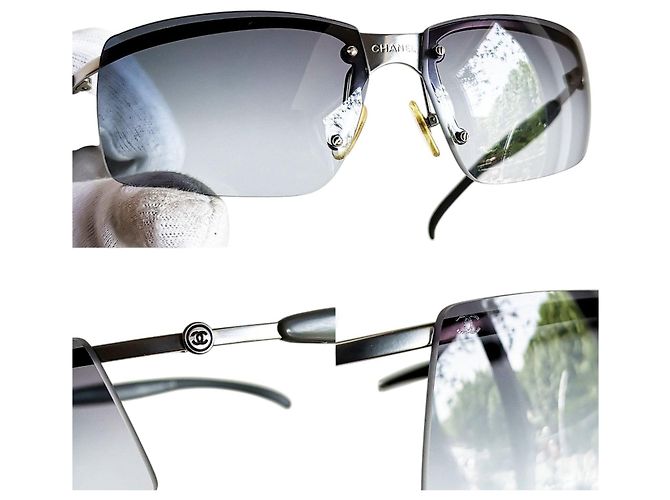 Graue getönte randlose silberne Sonnenbrille Chanel 4010 - Ansicht 3