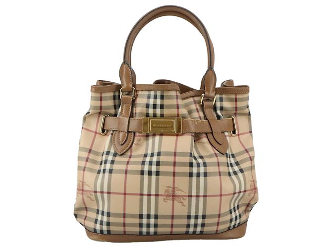 Borsa Tote Burberry Nova Check in pelle PVC 2 vie beige Auth 109937 - vista 13