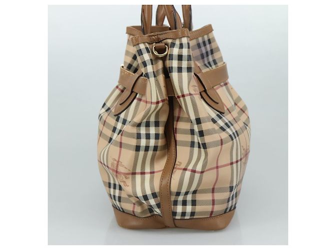 Borsa Tote Burberry Nova Check in pelle PVC 2 vie beige Auth 109937 - vista 4