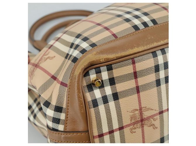 Borsa Tote Burberry Nova Check in pelle PVC 2 vie beige Auth 109937 - vista 9