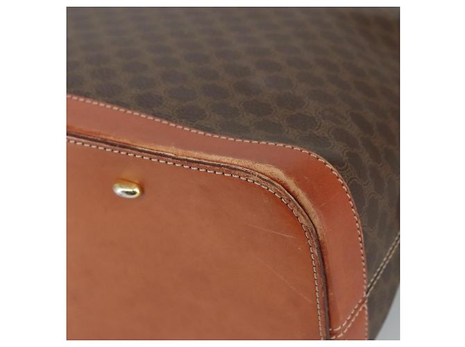 Céline Borsa a mano in tela Macadam CELINE in pelle PVC marrone oro Auth bs21413 D'oro - vista 16
