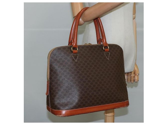 Céline Borsa a mano in tela Macadam CELINE in pelle PVC marrone oro Auth bs21413 D'oro - vista 23