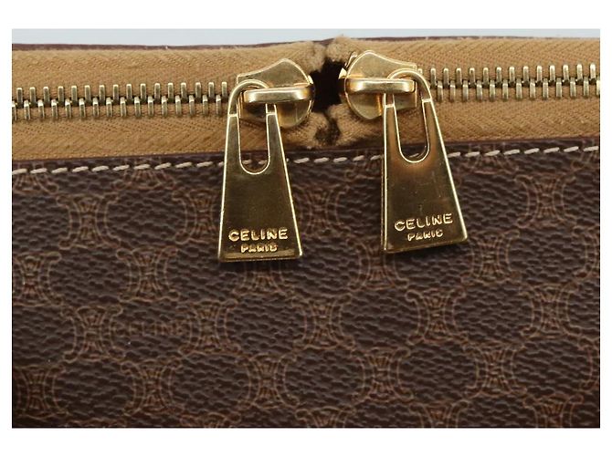 Céline Borsa a mano in tela Macadam CELINE in pelle PVC marrone oro Auth bs21413 D'oro - vista 9