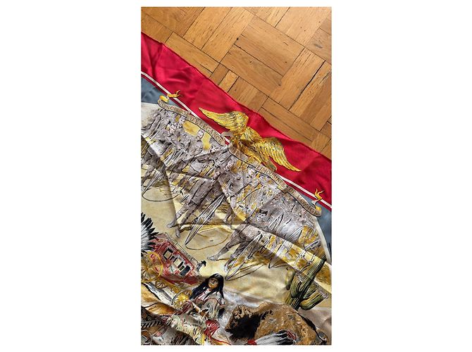 Foulard Hermès in seta 1865 Concorso di eleganza Limousine da viaggio Rosso - vista 4