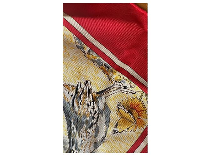 Foulard Hermès in seta 1865 Concorso di eleganza Limousine da viaggio Rosso - vista 5