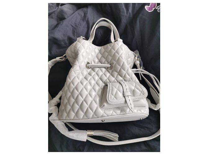 Lancel 1. Flirt M Eimer Tasche aus grauem gestepptem Leder - Ansicht 15