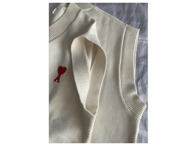 Ami Sleeveless V-Neck Sweater Red Eggshell - view 11