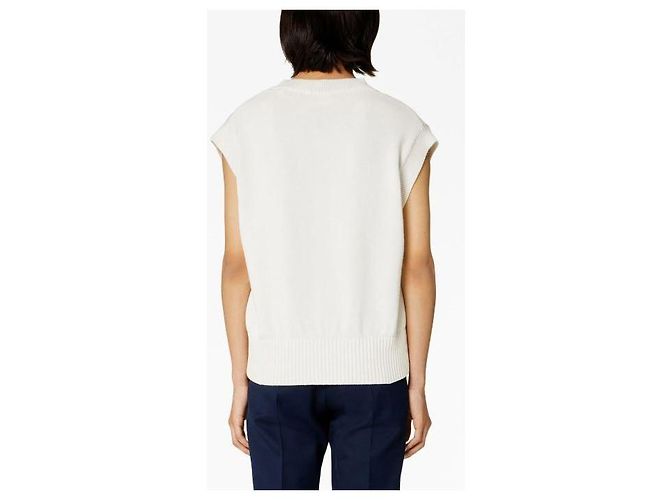 Ami Sleeveless V-Neck Sweater Red Eggshell - view 3
