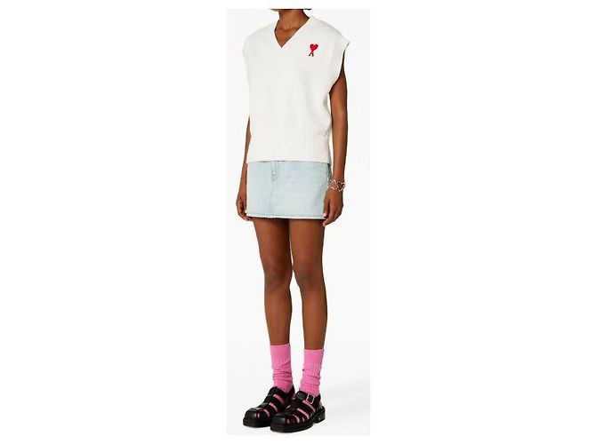 Ami Sleeveless V-Neck Sweater Red Eggshell - view 4