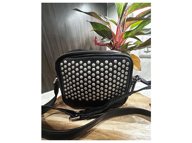 Borsa a tracolla Burberry in pelle nera con borchie argentate Nero - vista 12