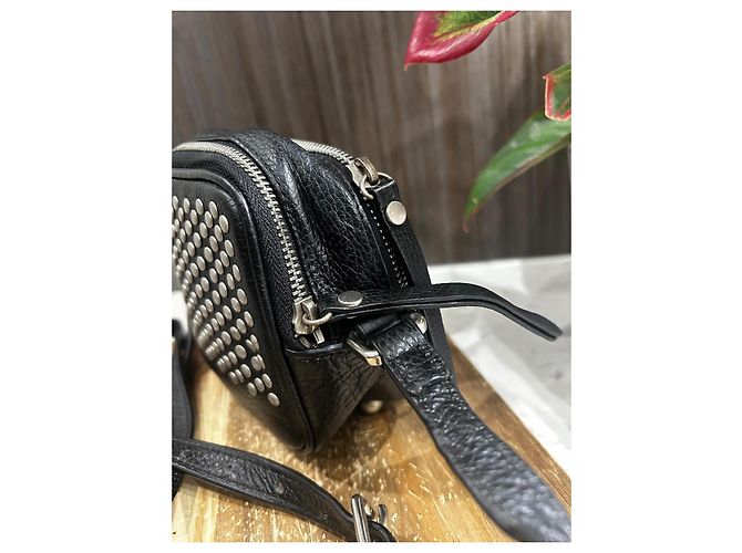Borsa a tracolla Burberry in pelle nera con borchie argentate Nero - vista 3