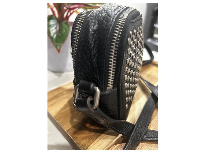 Borsa a tracolla Burberry in pelle nera con borchie argentate Nero - vista 4