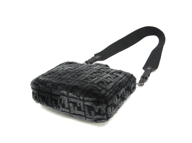 Borsa a Spalla Fendi Baguette Messenger Medium 7VA537 Nero - vista 2