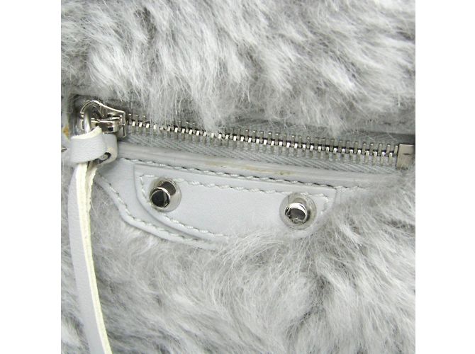 Borsa in pelle grigia Balenciaga Paper A6 370926 Marrone - vista 5