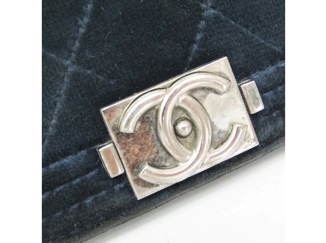 Chanel Boy Chanel A80285 Damen Velours Langbörse Marineblau - Ansicht 7