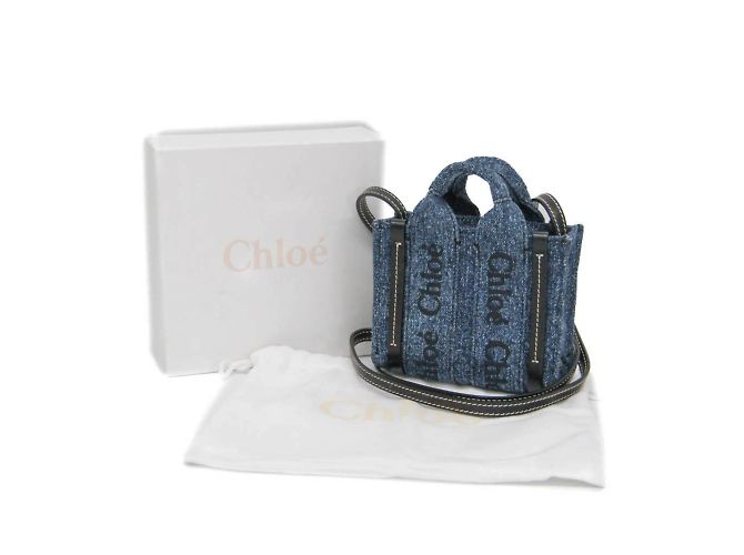 Borsa a mano Chloé Woody Nano Nero Blu - vista 2