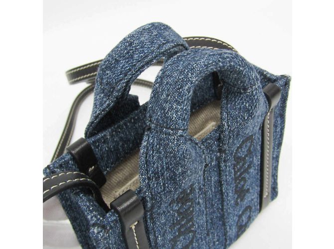 Borsa a mano Chloé Woody Nano Nero Blu - vista 8