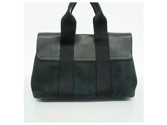 Hermès Borsa tote Hermes Valparaiso PM Toile Chevron Nera Nero - vista 16
