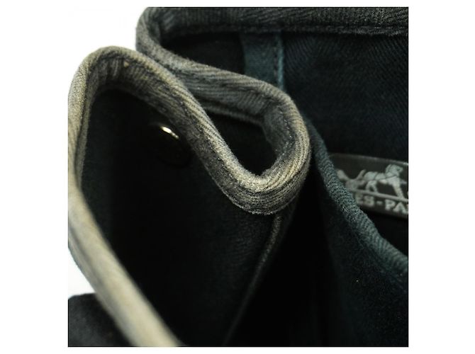 Hermès Borsa tote Hermes Valparaiso PM Toile Chevron Nera Nero - vista 7