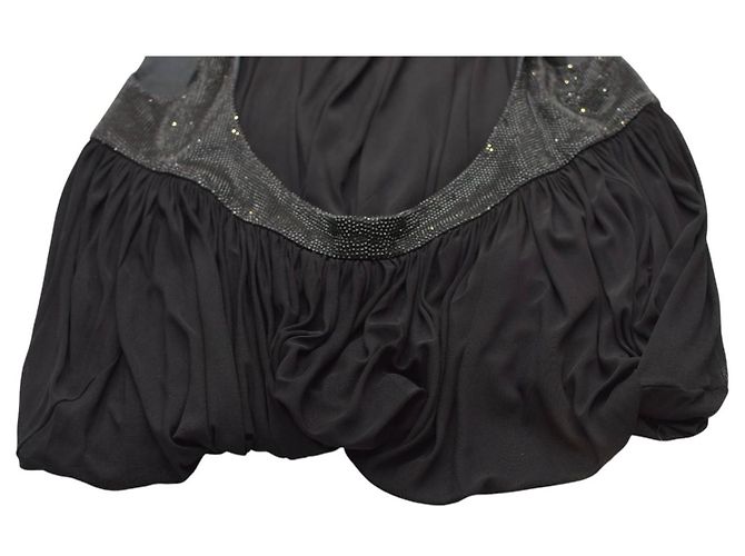 Autre Marque Chloe Schwarzes Mini-Kleid aus Seide und Viskose mit Swarovski Kristallen - Ansicht 6