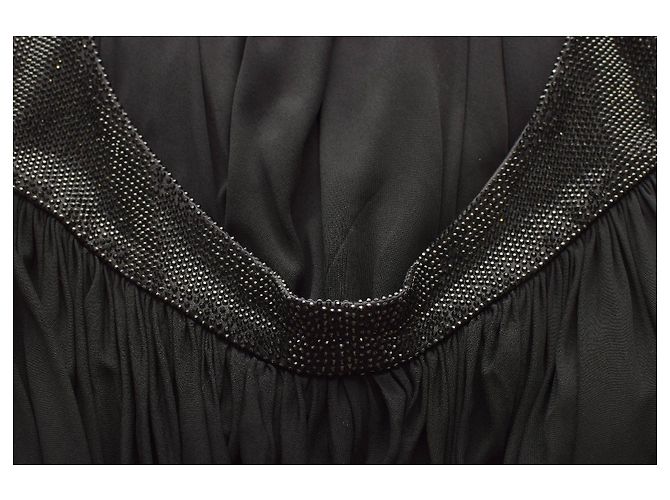 Autre Marque Chloe Schwarzes Mini-Kleid aus Seide und Viskose mit Swarovski Kristallen - Ansicht 7