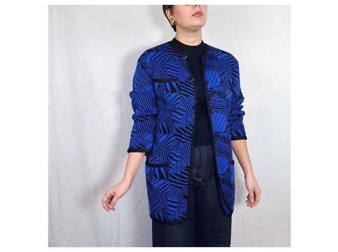Vintage Yves Saint Laurent Pullover aus den 70er Jahren Schwarz Blau - Ansicht 12