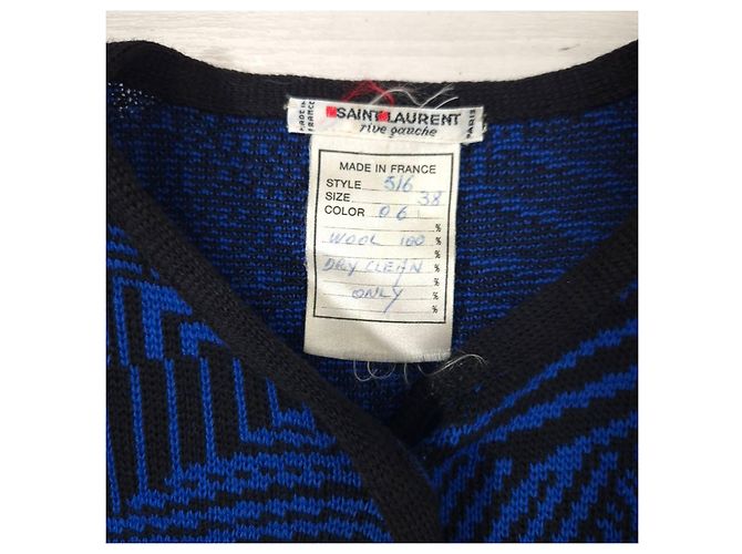 Vintage Yves Saint Laurent Pullover aus den 70er Jahren Schwarz Blau - Ansicht 3