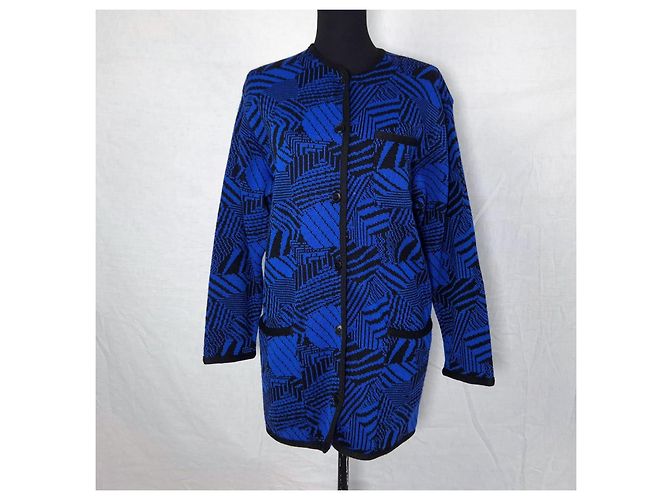 Vintage Yves Saint Laurent Pullover aus den 70er Jahren Schwarz Blau - Ansicht 8