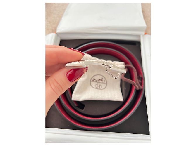 Cinturón Hermès reversible de piel negro burdeos - vista 6