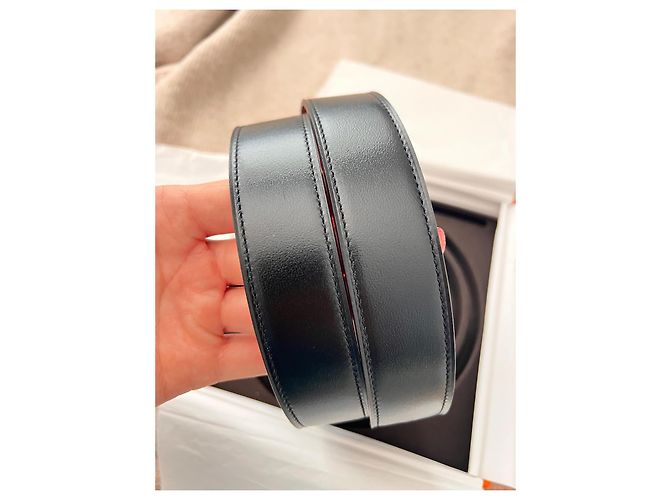 Cinturón Hermès reversible de piel negro burdeos - vista 7