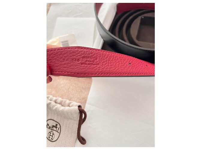 Cinturón Hermès reversible de piel negro burdeos - vista 8