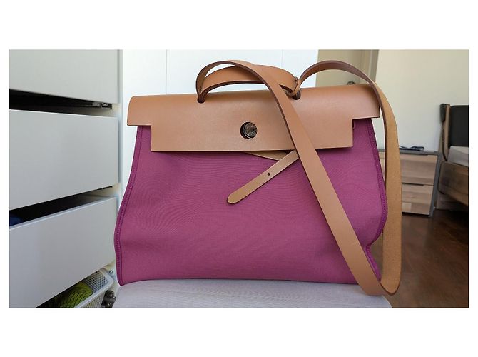 Hermès Herbag Toile 39 Rosa - vista 2