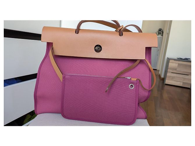 Hermès Herbag Toile 39 Rosa - vista 3