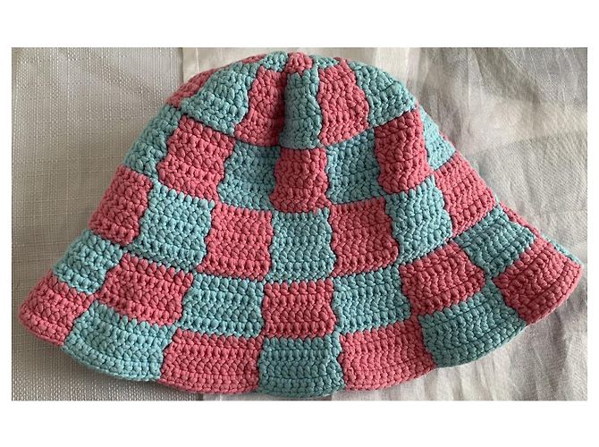 Cappello Bob Burberry all'Uncinetto Rosa e Azzurro Cotone Blu chiaro - vista 2