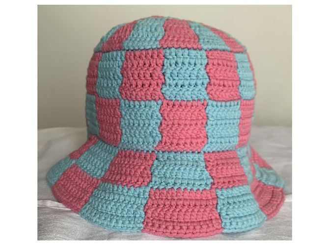 Cappello Bob Burberry all'Uncinetto Rosa e Azzurro Cotone Blu chiaro - vista 3