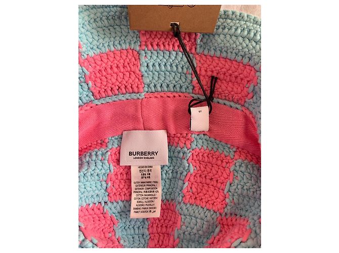 Cappello Bob Burberry all'Uncinetto Rosa e Azzurro Cotone Blu chiaro - vista 5