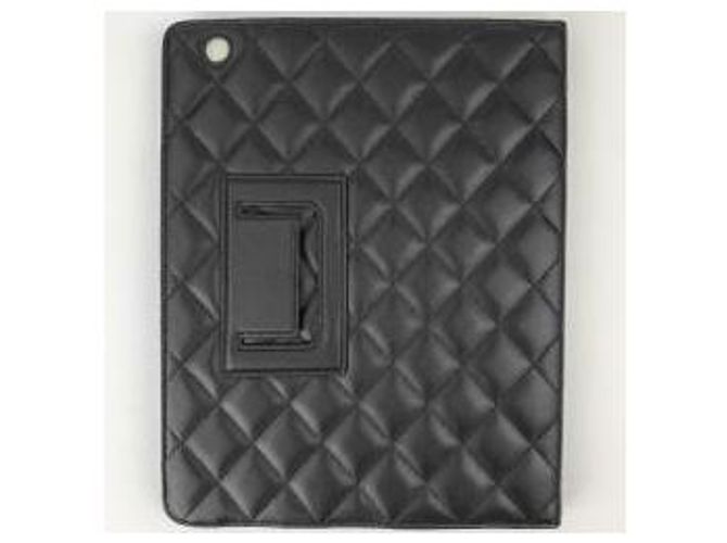 Custodia iPad Chanel in pelle di agnello nera trapuntata Nero - vista 2