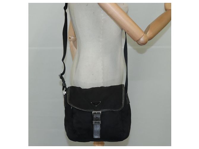 PRADA Borsa a Spalla in Nylon Nera e Argento Autentica 109422 Nero - vista 25