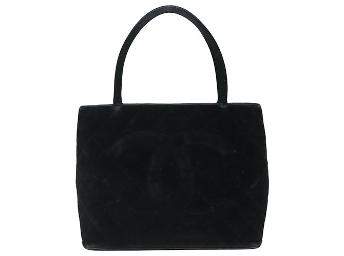 CHANEL Borsa Tote Standard Matelassé Velluto Nero CC Auth yk16770 - vista 13